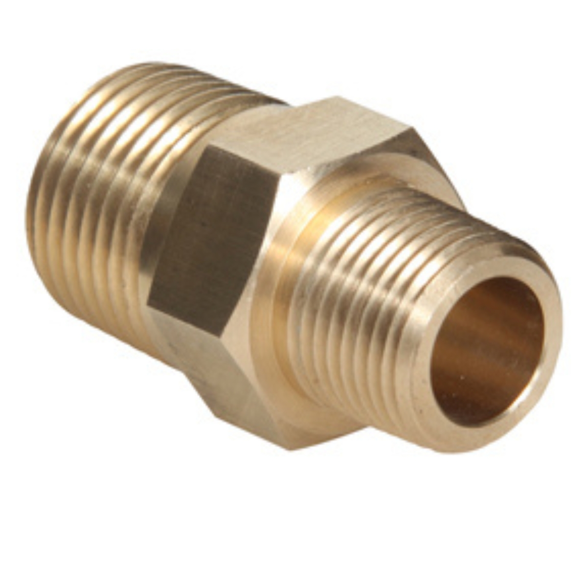 Brass Reducing Hex Pipe Nipple  3/4 MPT x 1/2 MPT 