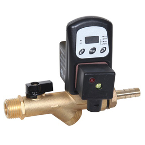 DCD Digital Timer Drain 115V 
with Ball Valve and Strainer,  
1/4&quot; FPT and 1/2&quot; MPT Dual 
Inlet and 1/2&quot; Hose Barb 
Outlet 