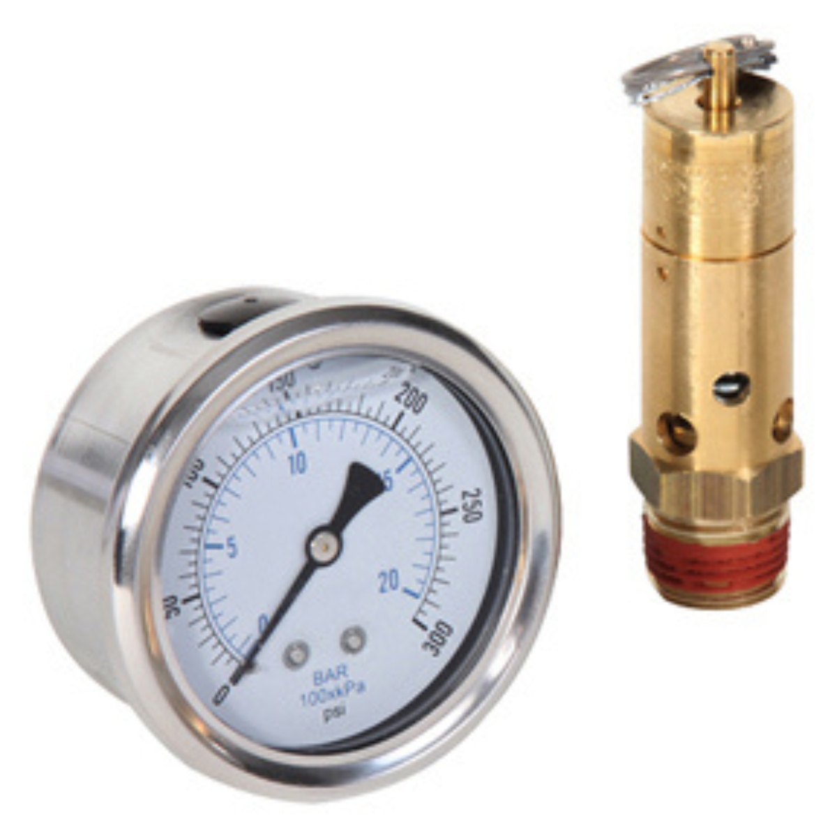Tank Kit 1/2 ASME Soft Seat
Safety Valve 300 PSI 534 SCFM
w/LF Gauge 600 PSI