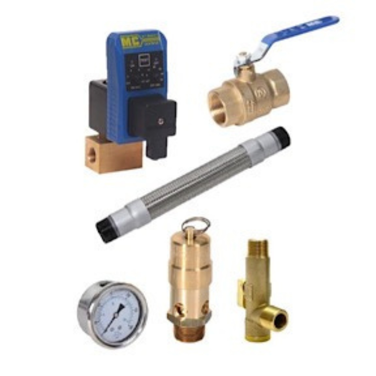 Tank Kit Safety Valve Gauge Ball Valve Drain Strainer Flex 