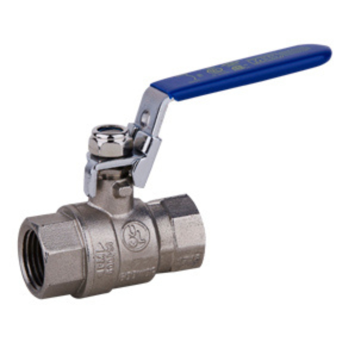 1" FPT Brass Ball Valve  Nickel-Plated w/Locking Handle 