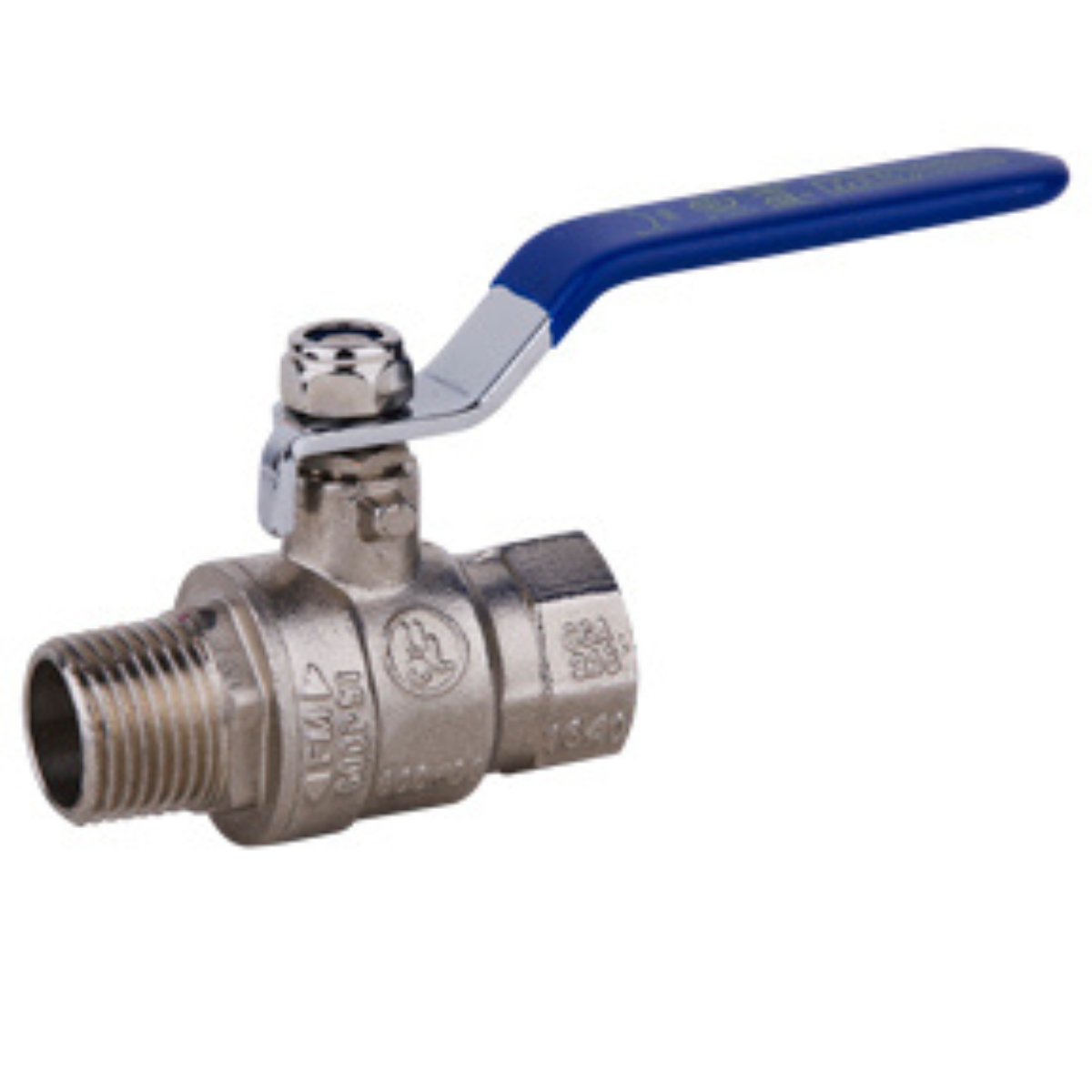 1" MPT x FPT Brass Ball Valve Nickel-Plated  600 PSI CWP
