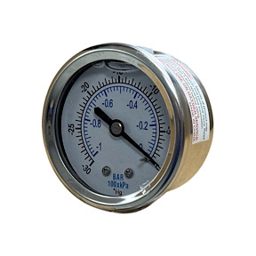 2&quot; Liquid Filled Vacuum Gauge 0-30 Hg Back Mount SS Case  