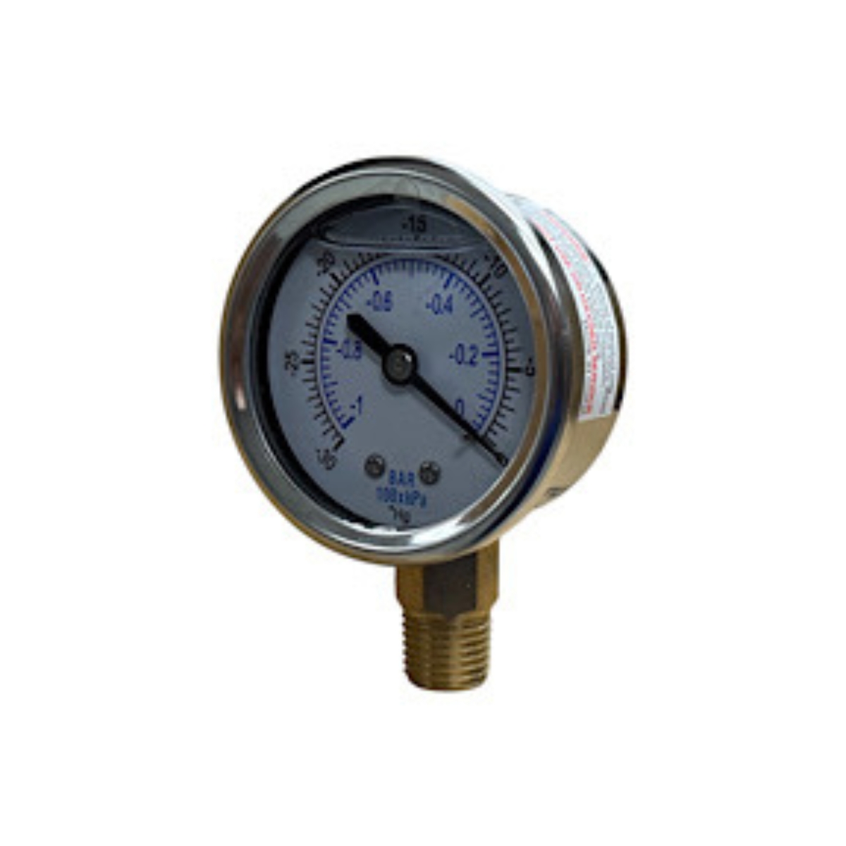 2" Liquid Filled Vacuum Gauge 0-30 Hg Lower Mount SS Case 